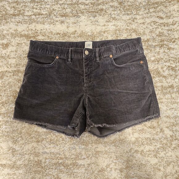 Gap Shorts Womens 12 Gray Corduroy Raw Hem Cut Off Mid Rise Stretch Grunge Boho - Picture 1 of 8